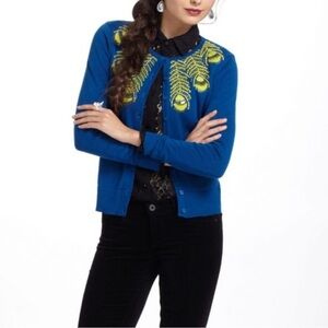 Anthropologie Tabitha peacock sequin beaded cardigan size S